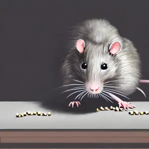 Rat eating pellets