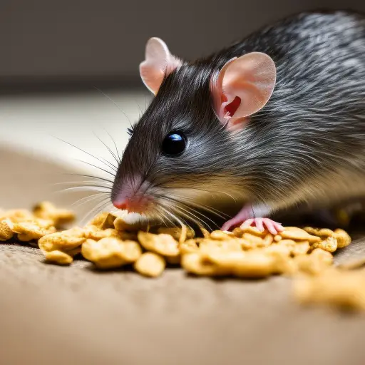 detailed photo of rat eating cereal