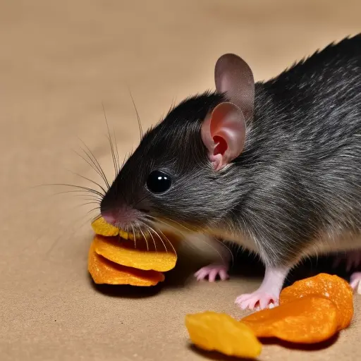 detailed photo of rat eating fruit