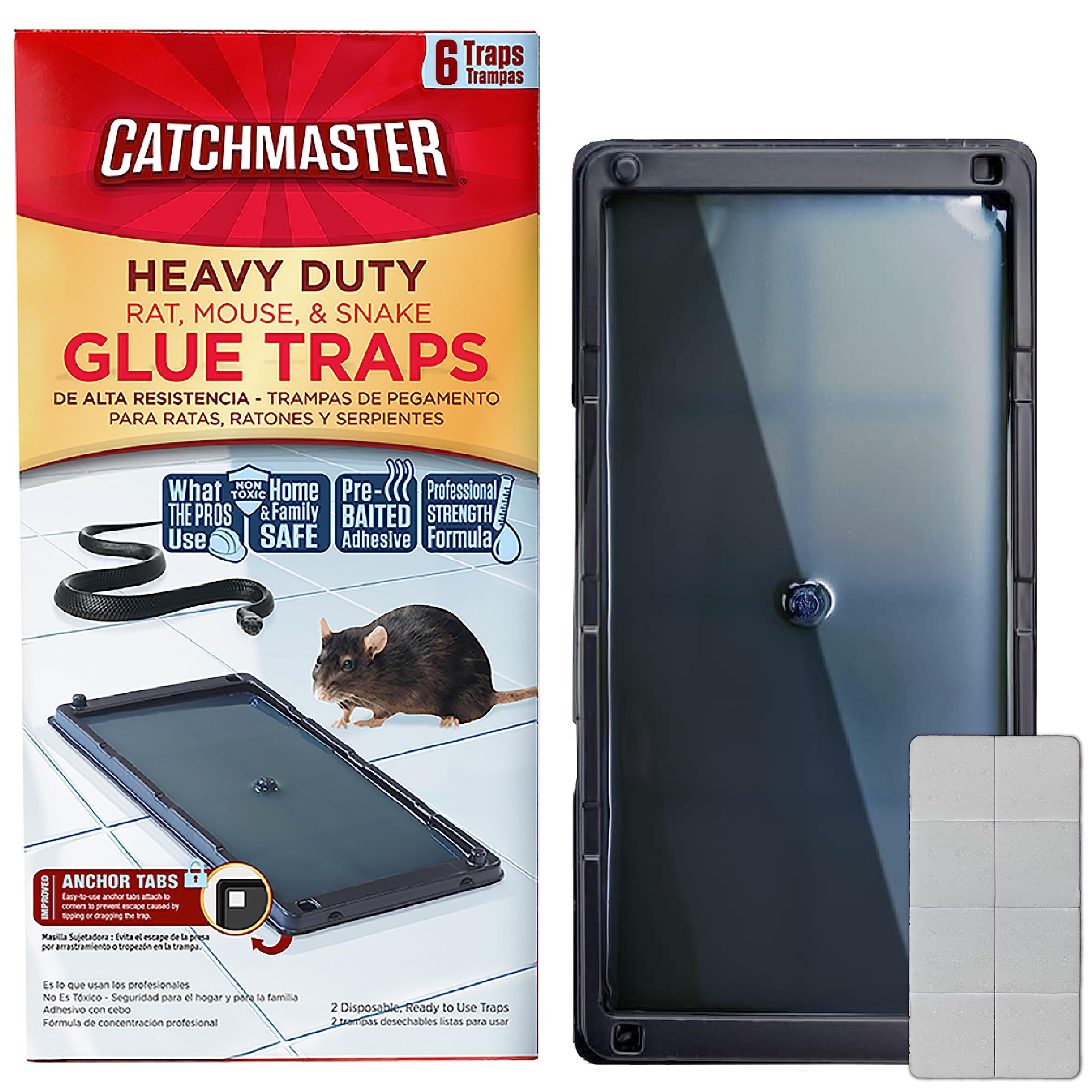 Catchmaster Rat & Mouse Glue Traps with Sticky Putty 6Pk